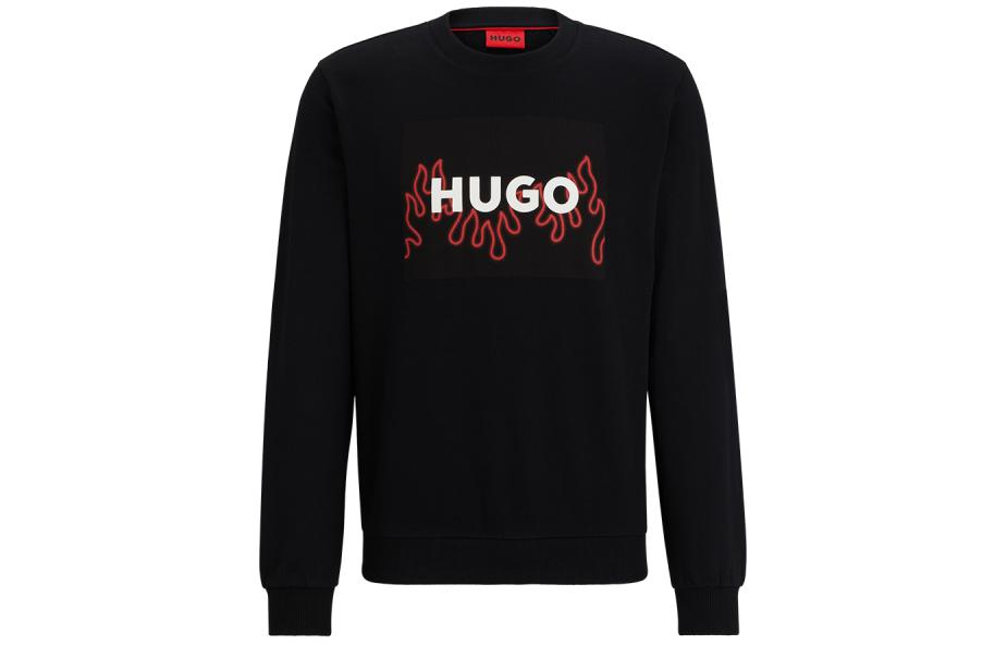 HUGO BOSS SS24 Logo Print Crewneck Long Sleeve Sweatshirt Black 50506990-001