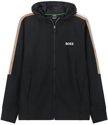 HUGO BOSS SS24 Logo Cetak Zip Hoodie Hitam Baju Lengan Panjang 50504552-001 Buy HUGO BOSS SS24 Logo Cetak Zip Hoodie Hitam Baju Lengan Panjang 50504552-001