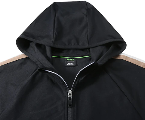 HUGO BOSS SS24 Logo Cetak Zip Hoodie Hitam Baju Lengan Panjang 50504552-001 Shop HUGO BOSS SS24 Logo Cetak Zip Hoodie Hitam Baju Lengan Panjang 50504552-001
