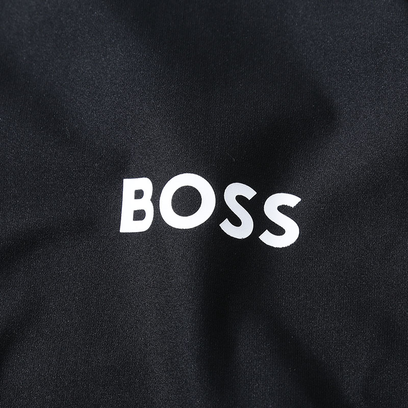 Sizing HUGO BOSS SS24 Logo Cetak Zip Hoodie Hitam Baju Lengan Panjang 50504552-001