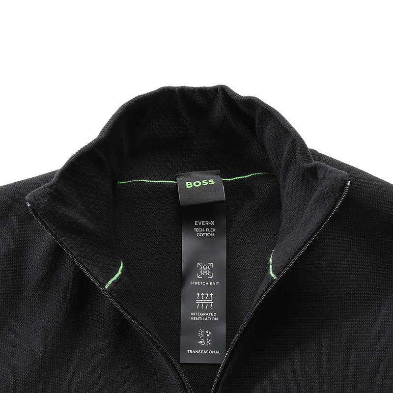 Shop HUGO BOSS SS24 Logo Print Zipper Knit Long Sleeve Sweater Men Black 50498540-001