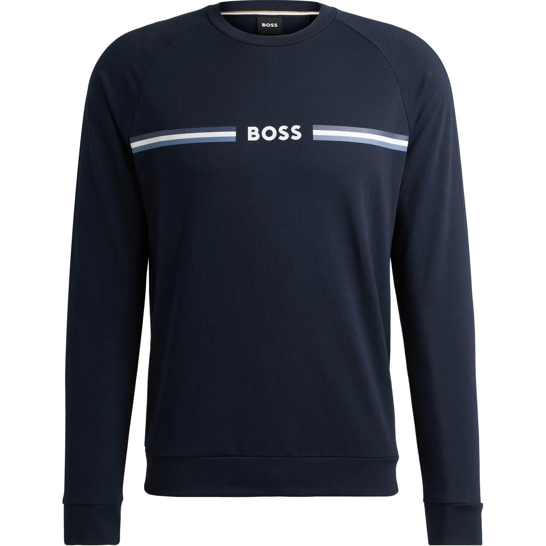 HUGO BOSS SS24 Logo Stripe Long-Sleeve Sweatshirt Navy Blue 50521749-403