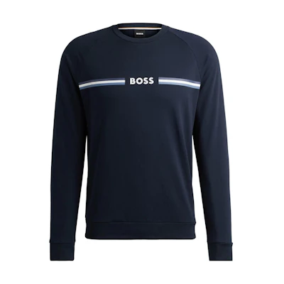 HUGO BOSS SS24 Logo Stripe Long-Sleeve Sweatshirt Navy Blue 50521749-403