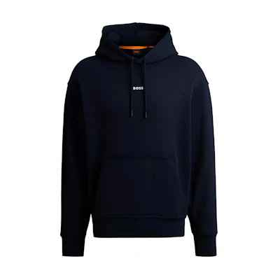 HUGO BOSS SS24 Navy Cotton-Terry Hoodie with Contrast Logo for Men 50514530-404