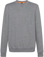 HUGO BOSS SS24 Orange Logo Patch Crewneck Sweatshirt Grey Fashion 50509323-051 HUGO BOSS SS24 Orange Logo Patch Crewneck Sweatshirt Grey Fashion 50509323-051