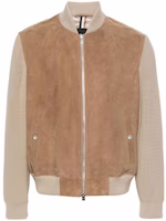 HUGO BOSS SS24 Patchwork Zip Bomber Jacket Beige Loose Fit 50510165-255 HUGO BOSS SS24 Patchwork Zip Bomber Jacket Beige Loose Fit 50510165-255