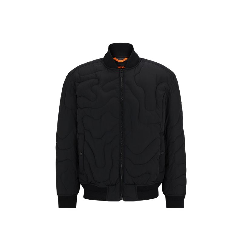 Order HUGO BOSS SS24 Jaket Lelaki Kalis Air Berlapik - Hitam. 50518307-001