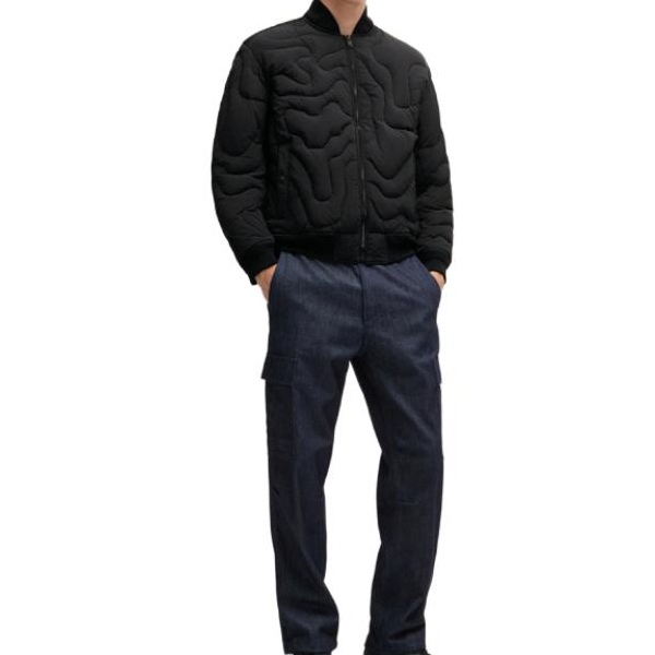 Shop HUGO BOSS SS24 Jaket Lelaki Kalis Air Berlapik - Hitam. 50518307-001