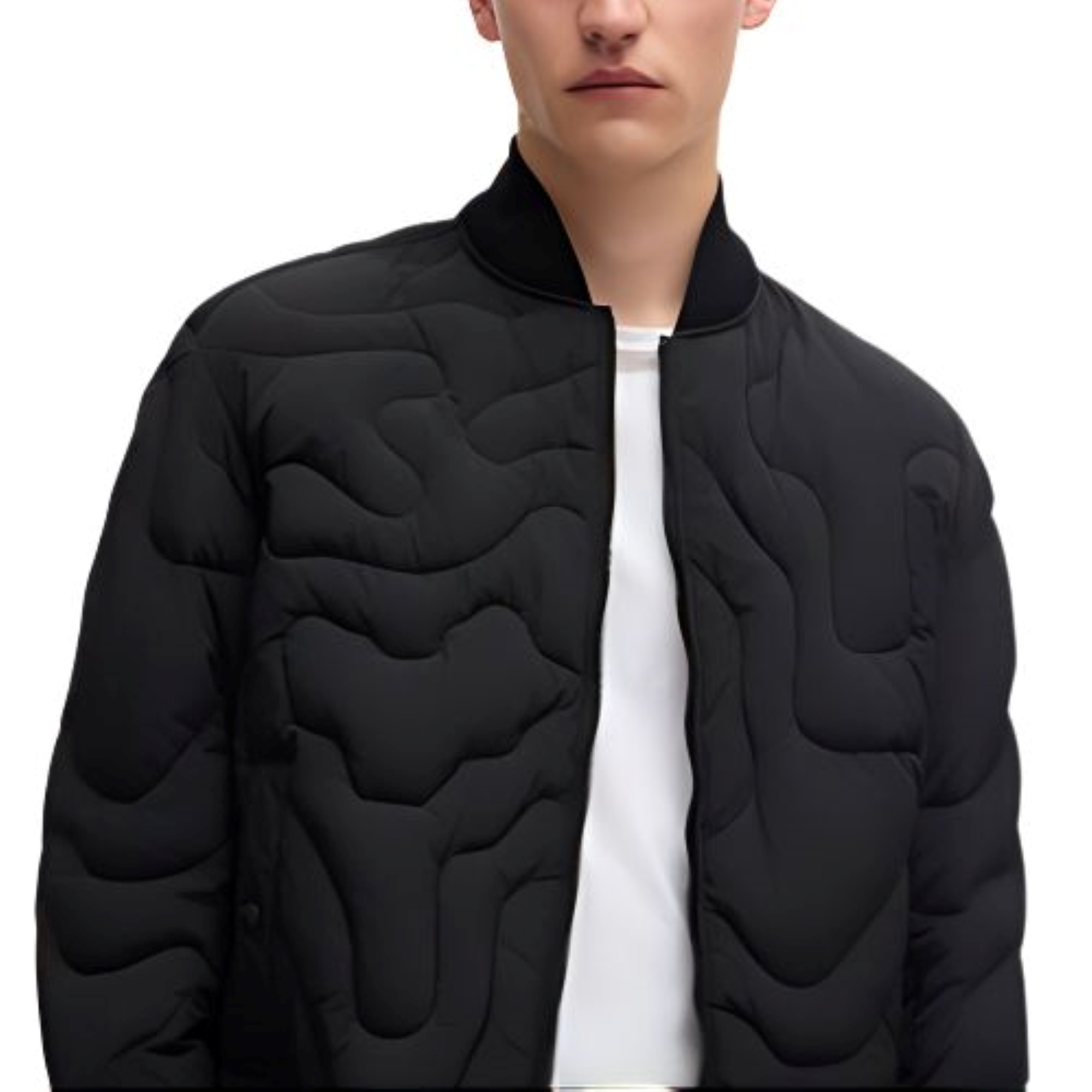 Sizing HUGO BOSS SS24 Jaket Lelaki Kalis Air Berlapik - Hitam. 50518307-001