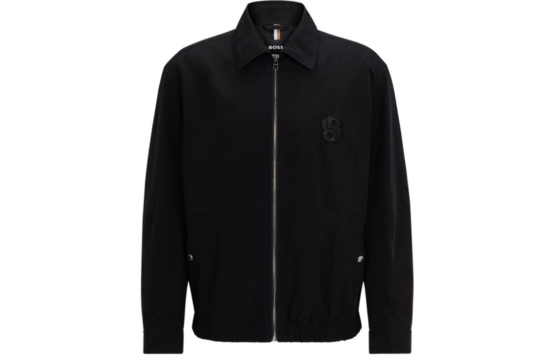 HUGO BOSS SS24 Regular-Fit Water-Repellent Jacket Double Monogram Black 50516266-001