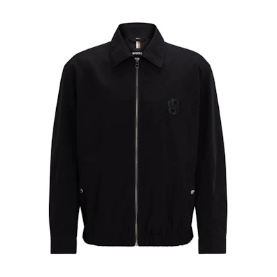 HUGO BOSS SS24 Regular-Fit Water-Repellent Jacket Double Monogram Black 50516266-001