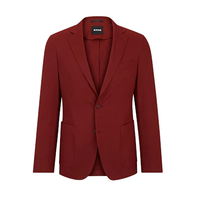 HUGO BOSS SS24 Slim-Fit Linen Blend Single-Breasted Jacket Dark Brown 50514612248