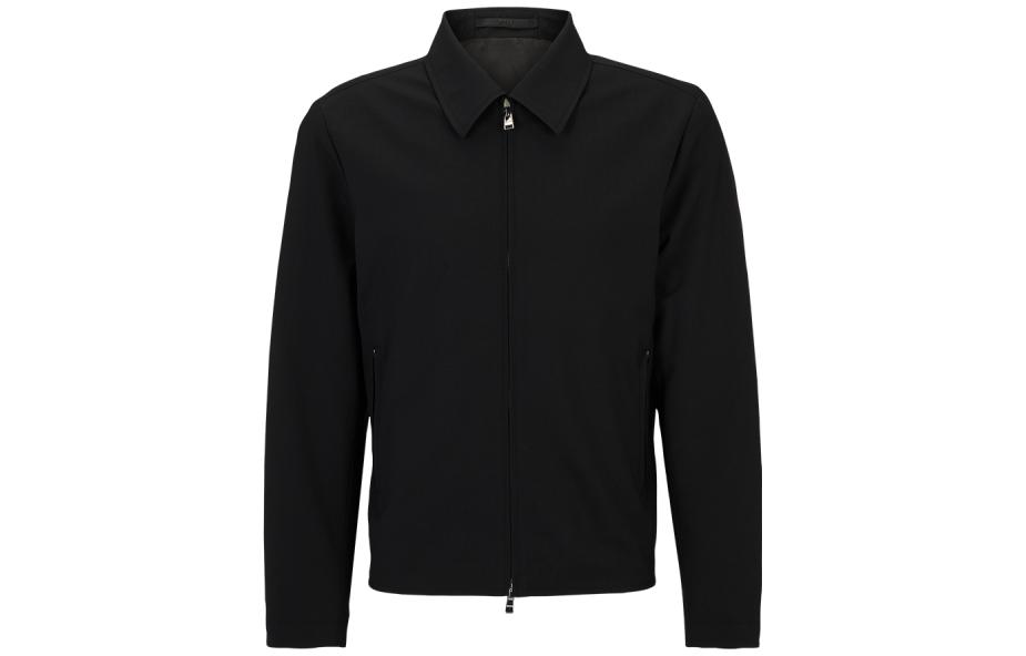 HUGO BOSS SS24 Slim Fit Black Zip-Up Casual Jacket with Collared Design 50509566-001