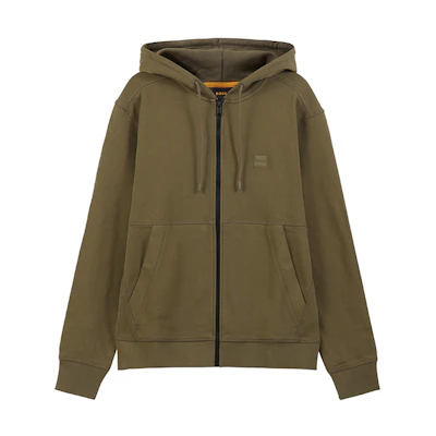 HUGO BOSS SS24 Solid Color Logo Hoodie Long Sleeve - Olive Brown 50508578-368
