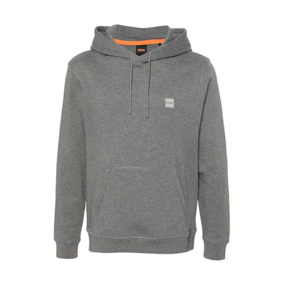 HUGO BOSS SS24 Solid Logo Hoodie Long Sleeve Pullover - Mid Gray 50509314-051