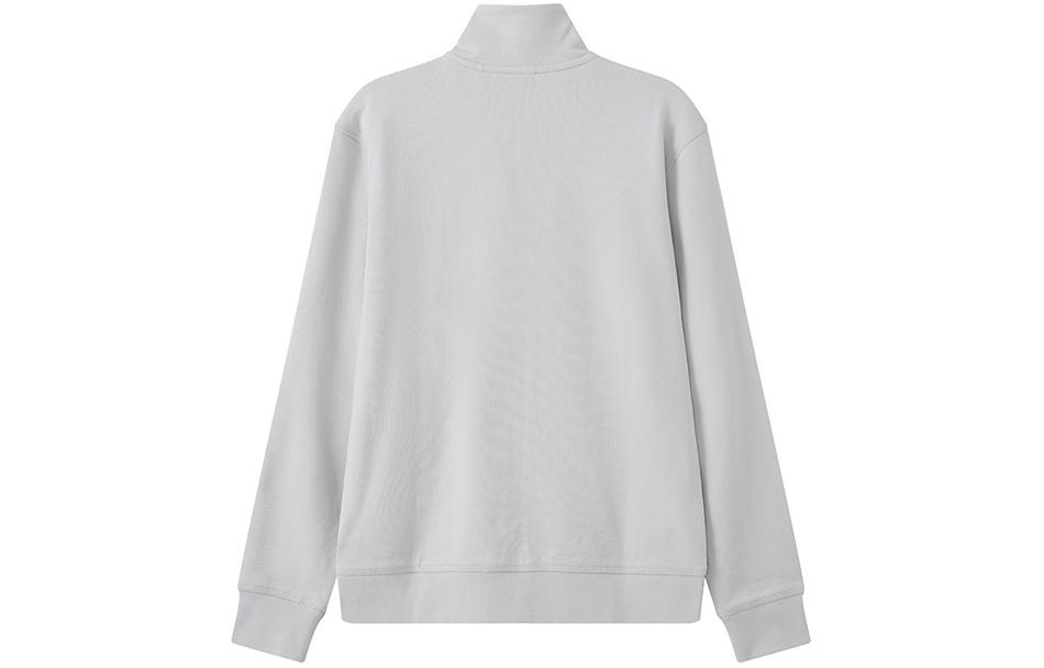 Lookbook HUGO BOSS SS24 Jaket Zip-Up Longgar Lelaki Logo Patch Kelabu Putih 50468428-057