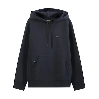 HUGO BOSS SS24 Solid Logo Print Hoodie - Dark Blue 50506130-402