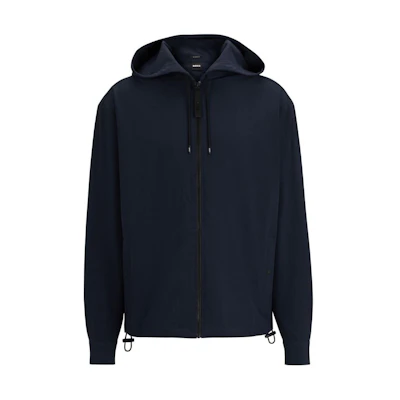 HUGO BOSS SS24 Solid Navy Blue Zip-Up Hoodie Jacket for Men 50509215-404