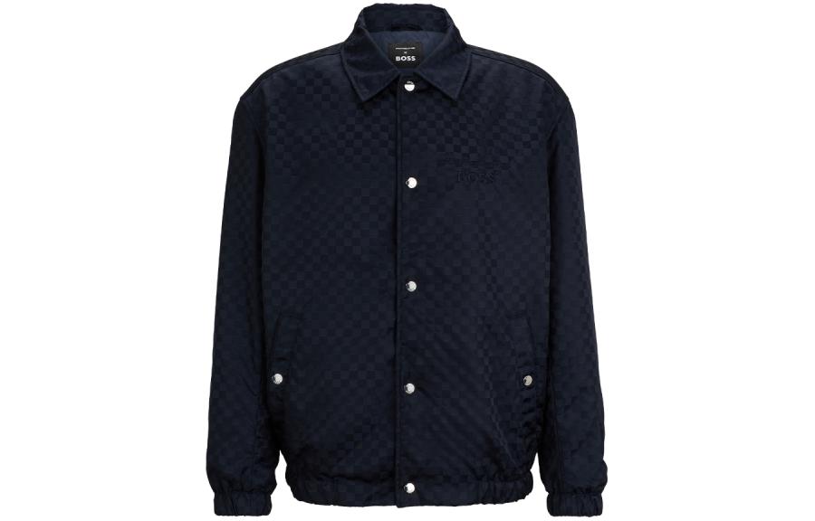 HUGO BOSS SS24 Solid Single-Breasted Pointed Collar Jacket Men - Dark Blue 50506704-404