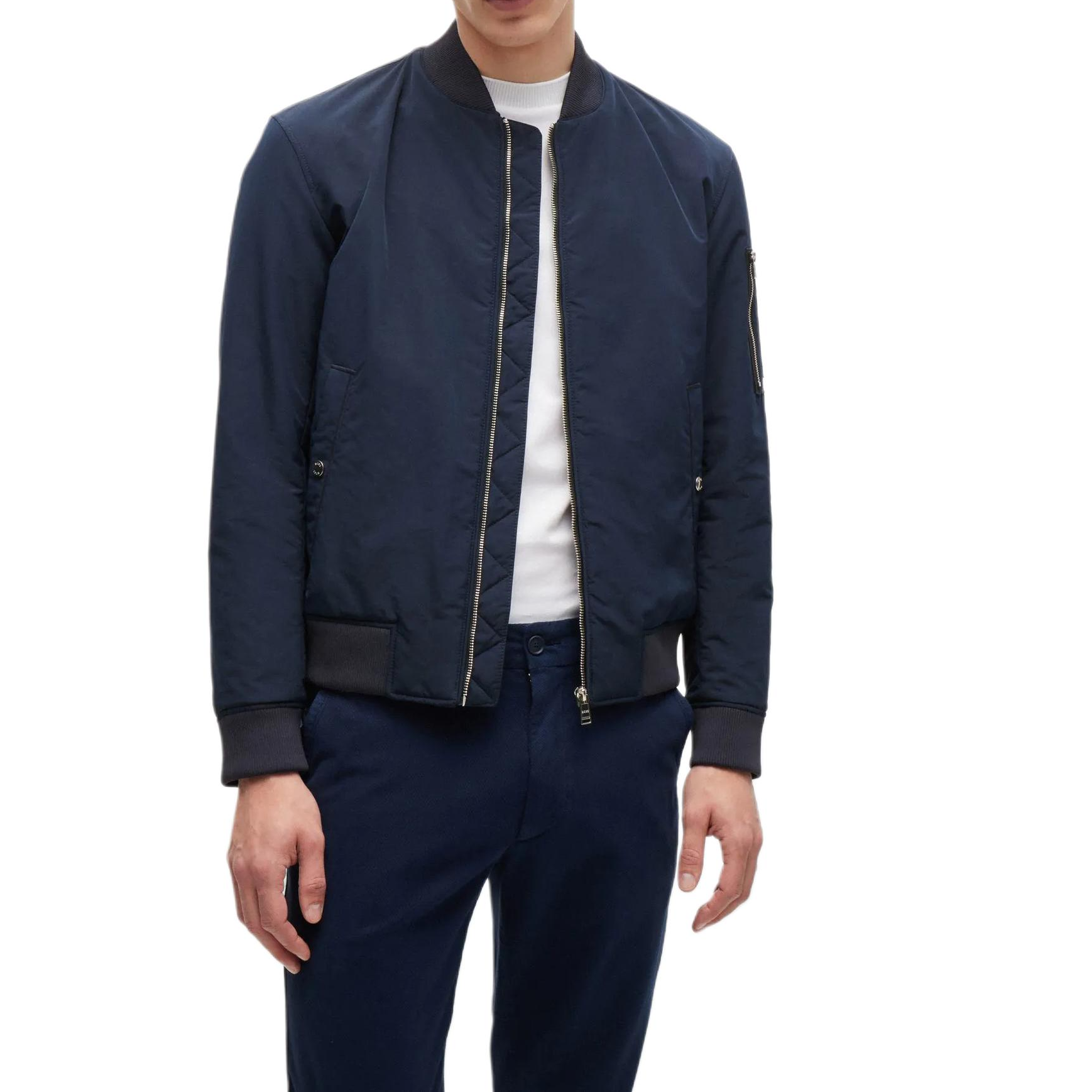 HUGO BOSS SS24 Solid Stand Collar Zip-Up Jacket Men’s Navy Blue. 50519981-404 圖 4