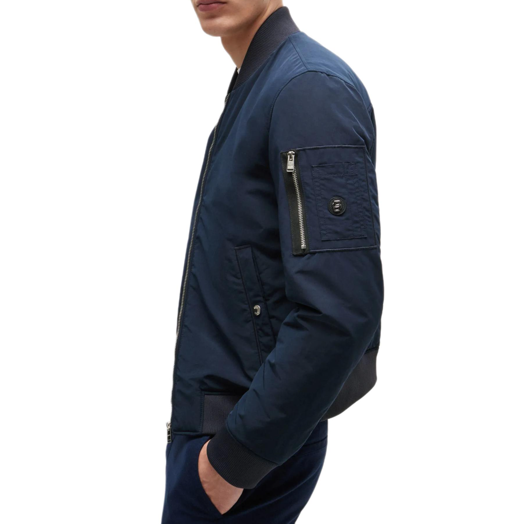 HUGO BOSS SS24 Solid Stand Collar Zip-Up Jacket Men’s Navy Blue. 50519981-404 圖 6