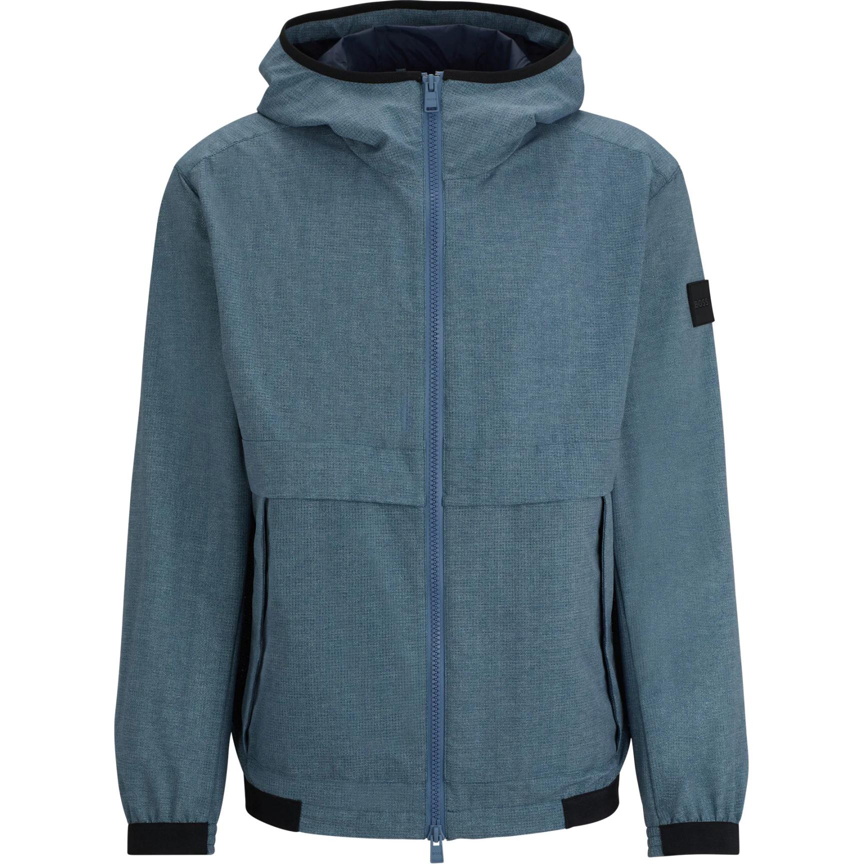 HUGO BOSS SS24 Solid Zip-Up Hoodie Jacket Bright Blue 50509835-438