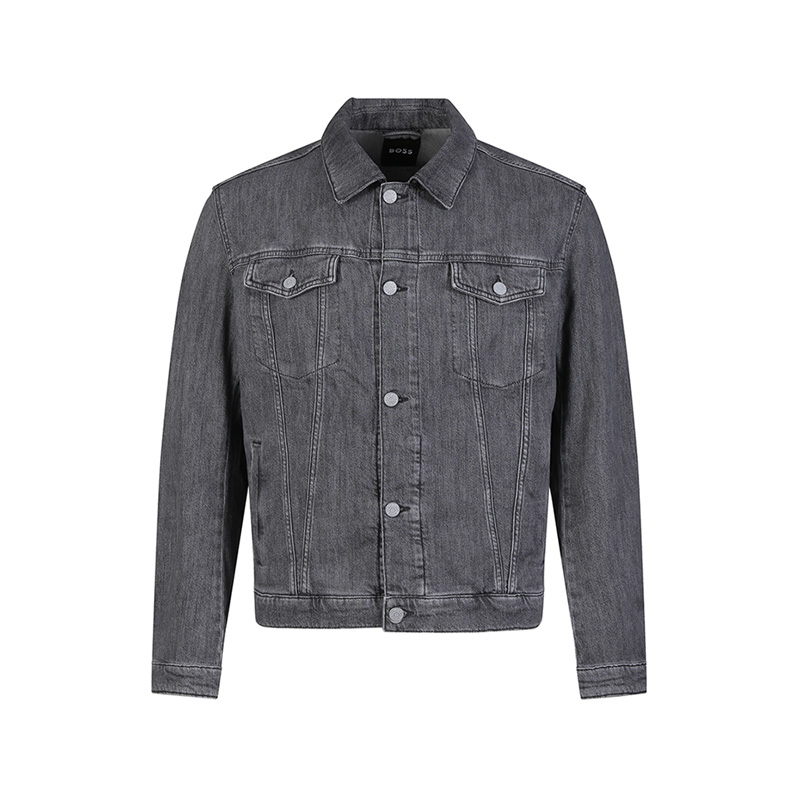 HUGO BOSS SS24 Washed Single-Breasted Collared Denim Jacket Men’s Dark Grey 50509440-029 圖 2