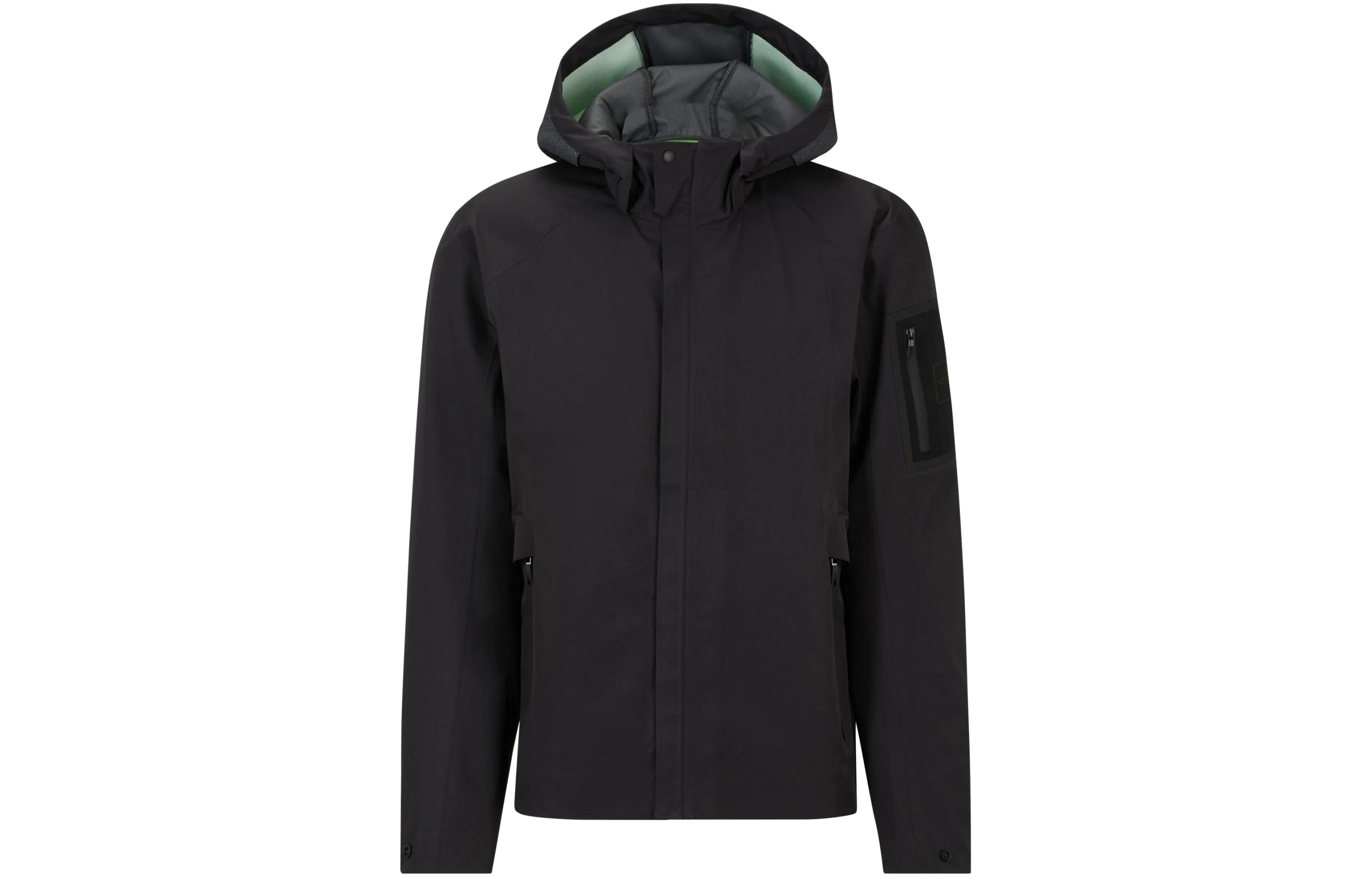 HUGO BOSS SS24 Waterproof Hooded Jacket with Zip Pocket in Anthracite 50508576-016