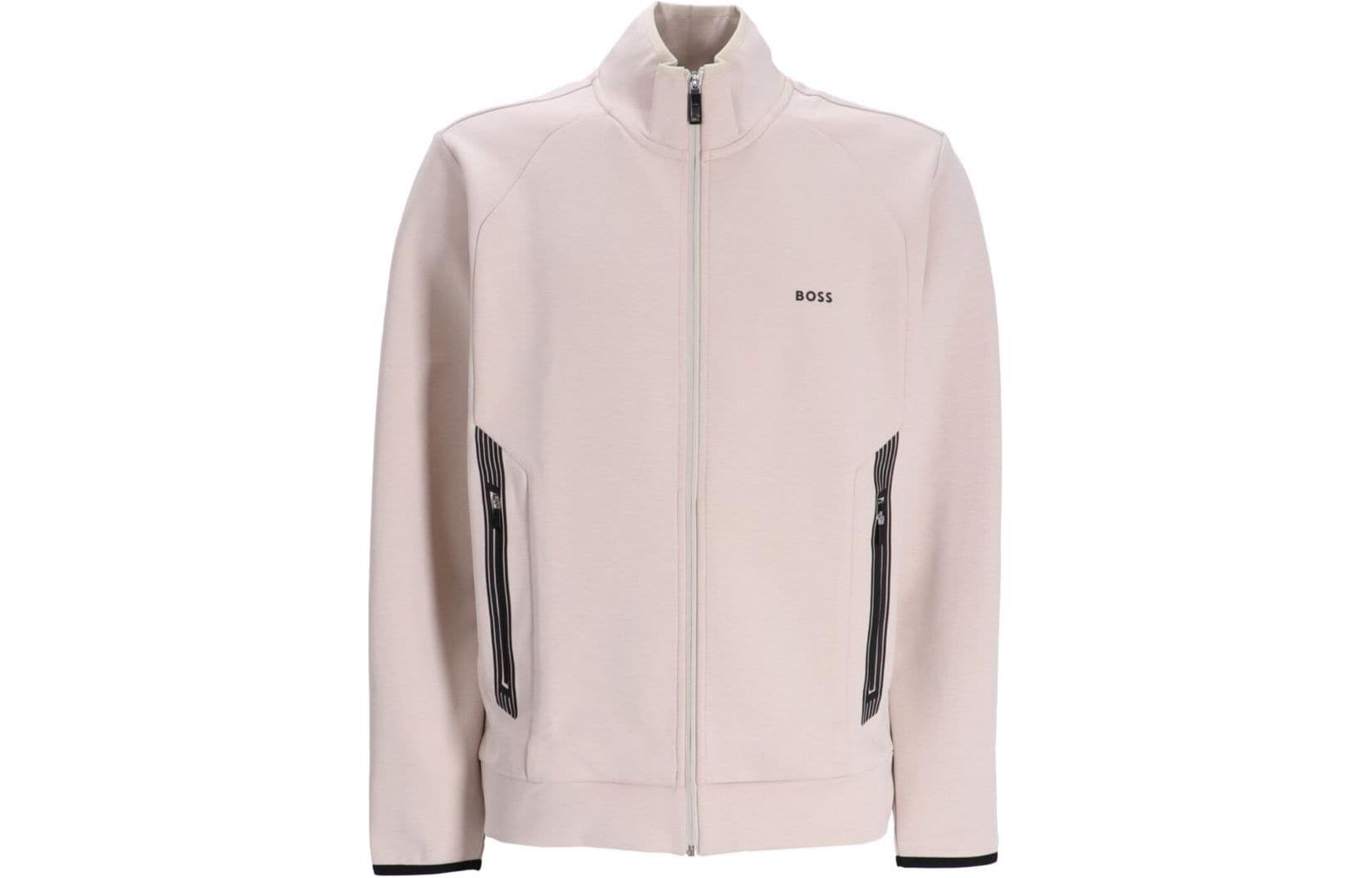 HUGO BOSS SS24 Zip-Up Letter Print Jacket in Light Beige 50504730-271