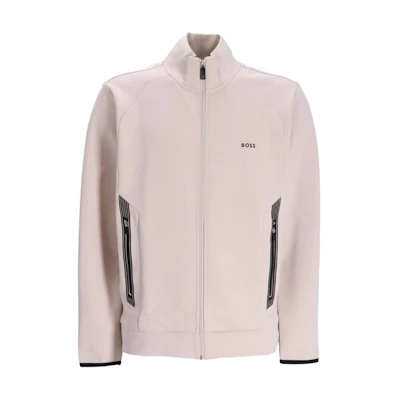 HUGO BOSS SS24 Zip-Up Letter Print Jacket in Light Beige 50504730-271