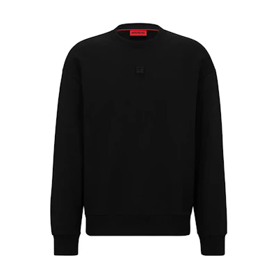 HUGO BOSS Stretch-Cotton Crewneck Sweatshirt with Stacked Logo in Black 50509270-001