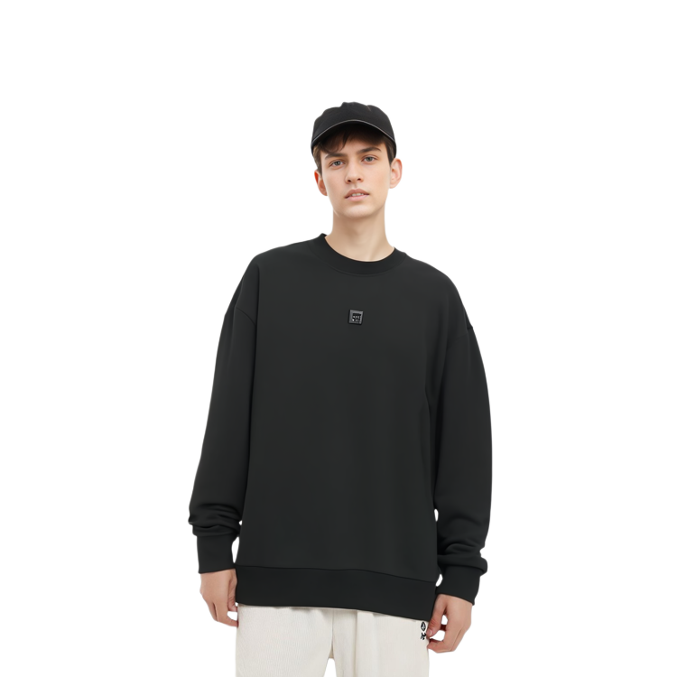 HUGO BOSS Stretch-Cotton Crewneck Sweatshirt with Stacked Logo in Black 50509270-001 圖 3