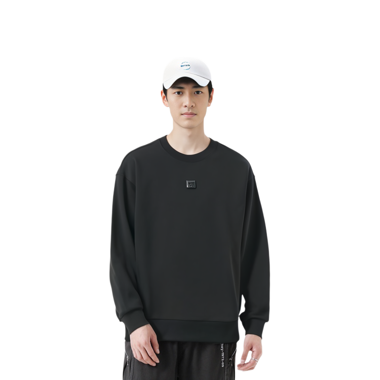 HUGO BOSS Stretch-Cotton Crewneck Sweatshirt with Stacked Logo in Black 50509270-001 圖 4