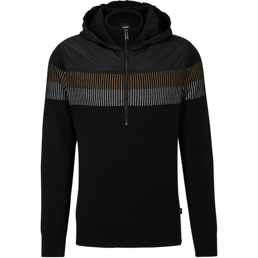 HUGO BOSS Stripe Zip Hoodie Jacket Black - 50506030001