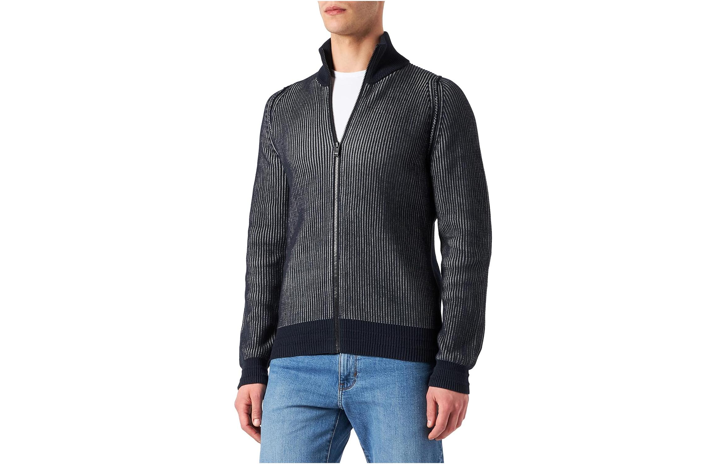 HUGO BOSS Striped Logo Long-Sleeve Jacket Men’s - Dark Blue 5046461360-404