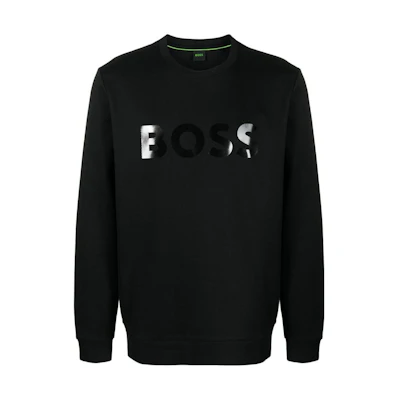 HUGO BOSS Striped Logo Print Crewneck Loose Fit Sweatshirt Long Sleeve 50501198-001