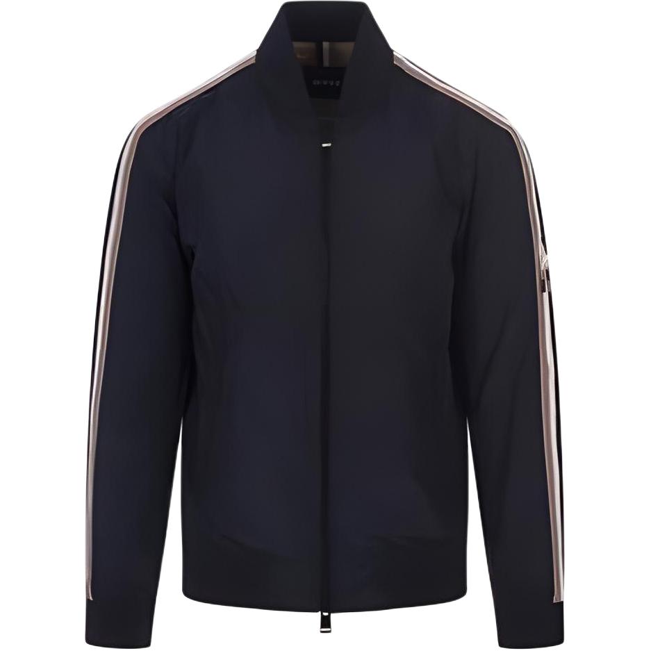 HUGO BOSS Striped Stand Collar Slim Fit Zip Jacket Black - 50493675-001