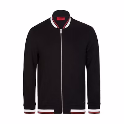 HUGO BOSS Striped Stand Collar Zip-Up Jacket Black 50373825-001