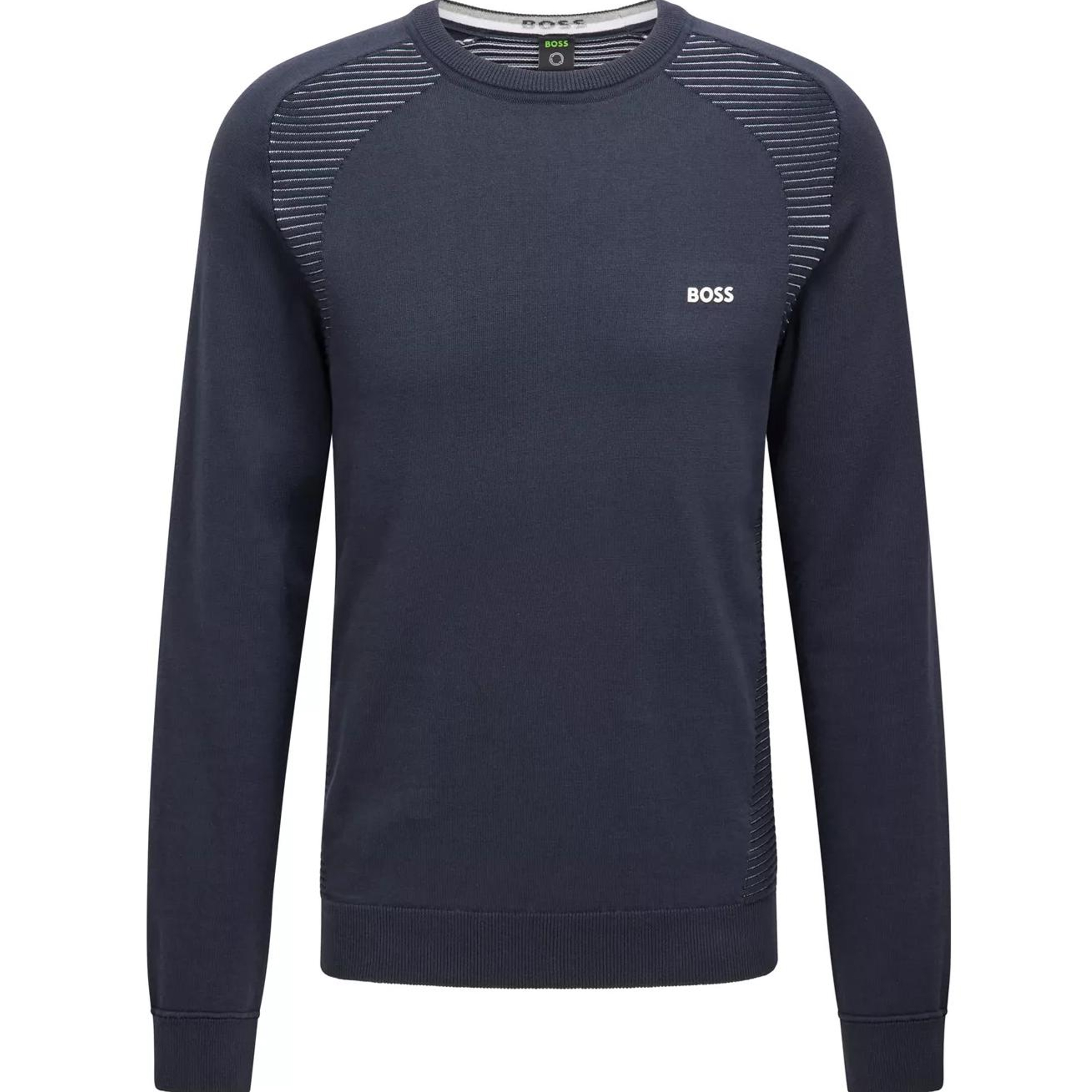 HUGO BOSS Striped Trim Logo Print Crewneck Sweatshirt 50471789-402