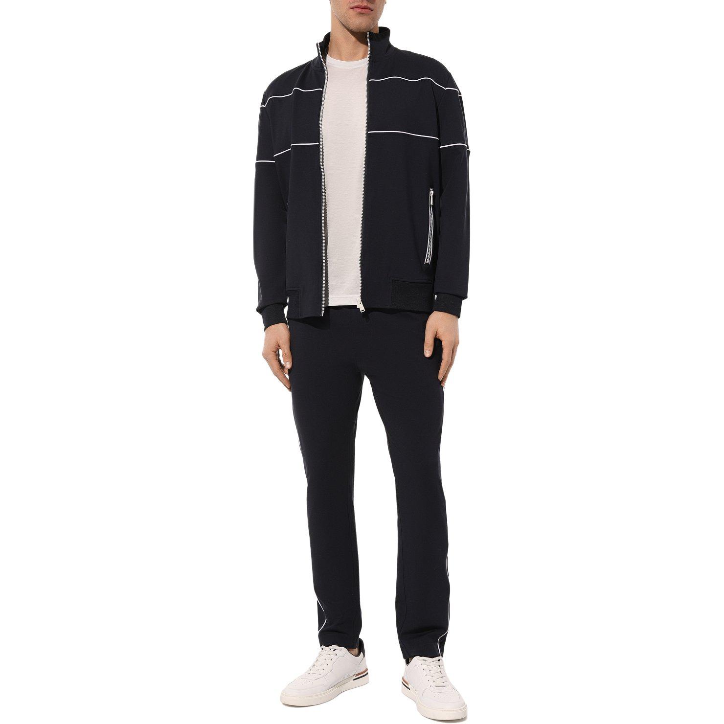 Purchase HUGO BOSS Striped Zip-Up High Collar Long Sleeve Jacket Navy Blue for Men 50505520-404