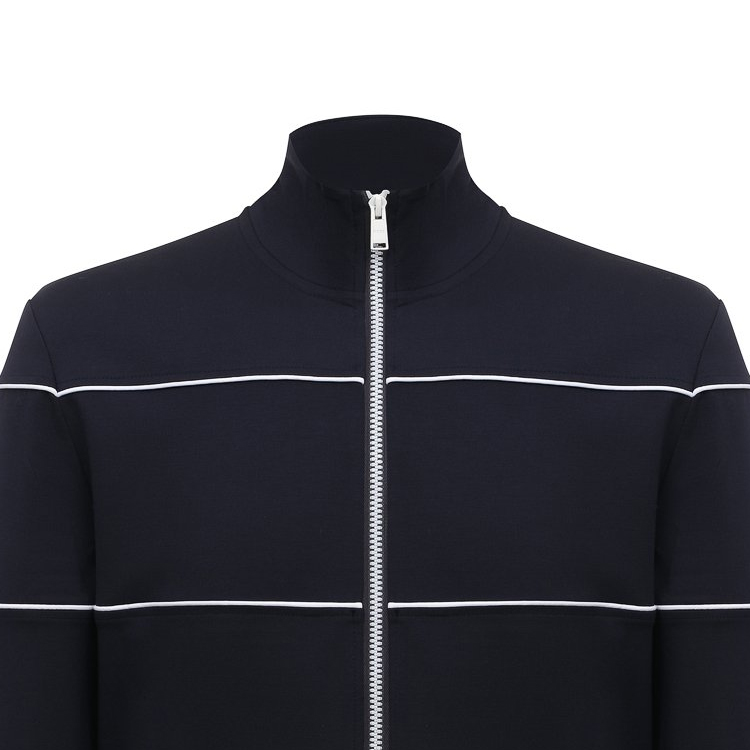 Details for HUGO BOSS Striped Zip-Up High Collar Long Sleeve Jacket Navy Blue for Men 50505520-404