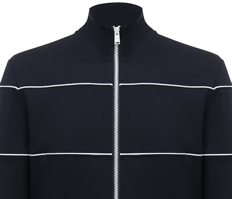 HUGO BOSS Striped Zip-Up High Collar Long Sleeve Jacket Navy Blue for Men 50505520-404 Details for HUGO BOSS Striped Zip-Up High Collar Long Sleeve Jacket Navy Blue for Men 50505520-404