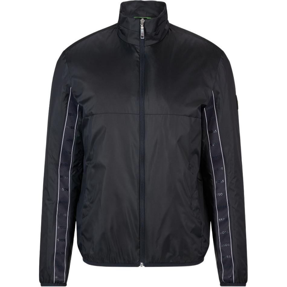 HUGO BOSS Striped Zip-Up Stand Collar Jacket Black Menswear 50475015-402