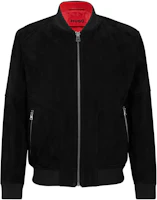 HUGO BOSS Suede Logo Regular Fit Bomber Jacket Men’s Black 50486354-001 HUGO BOSS Suede Logo Regular Fit Bomber Jacket Men’s Black 50486354-001