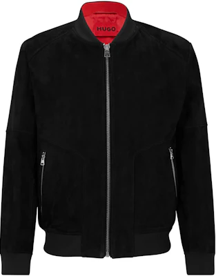 HUGO BOSS Jaket Bomber Pria Suede Logo Regular Fit Hitam 50486354-001 Buy HUGO BOSS Jaket Bomber Pria Suede Logo Regular Fit Hitam 50486354-001