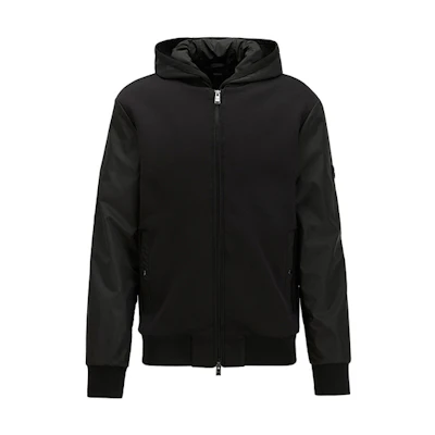 HUGO BOSS Textured Zip-Up Hoodie Jacket Black () 50424287-001