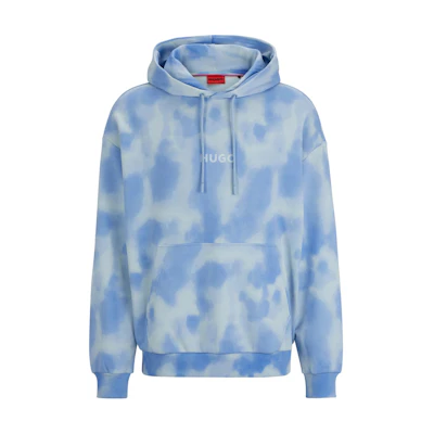 HUGO BOSS Tie-Dye Logo Hoodie Light Blue Long Sleeve Sweatshirt 50510013-485