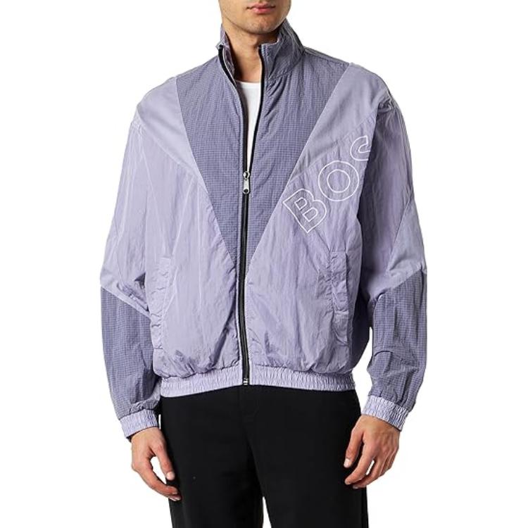 HUGO BOSS Two-Tone Embroidered Zip Jacket in Light Purple 50488687-538