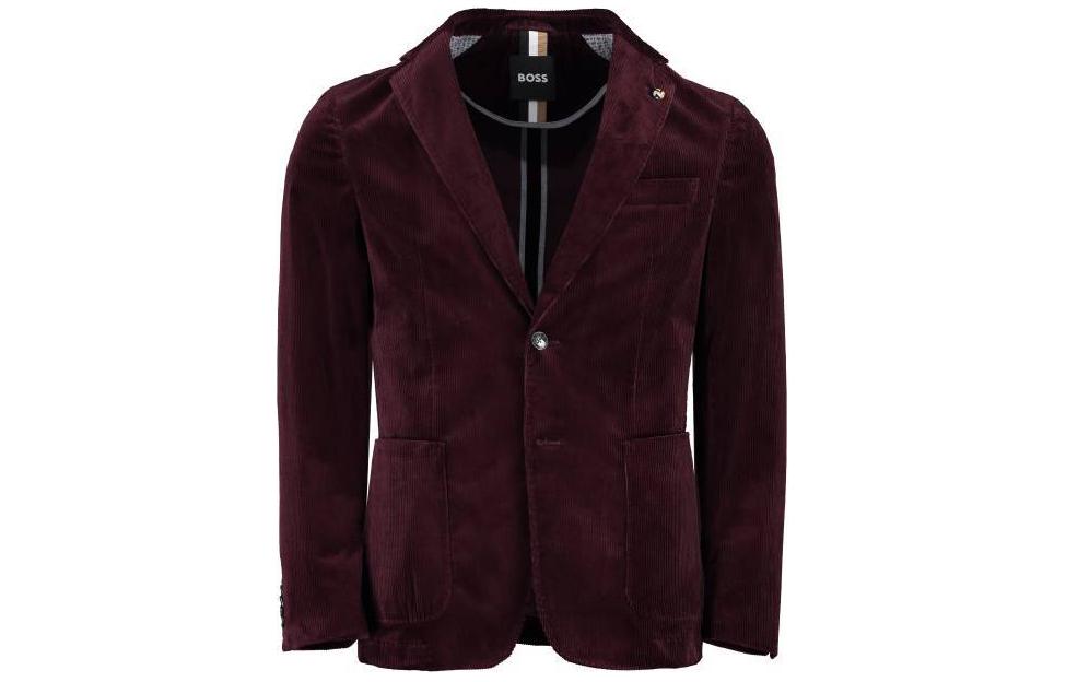 HUGO BOSS V-Neck Long Sleeve Solid Button Jacket Burgundy 50502531-602