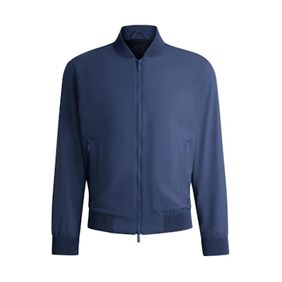 HUGO BOSS Washable Wool-Blend Slim-Fit Zip-Up Jacket for Men - Blue 50521581-412
